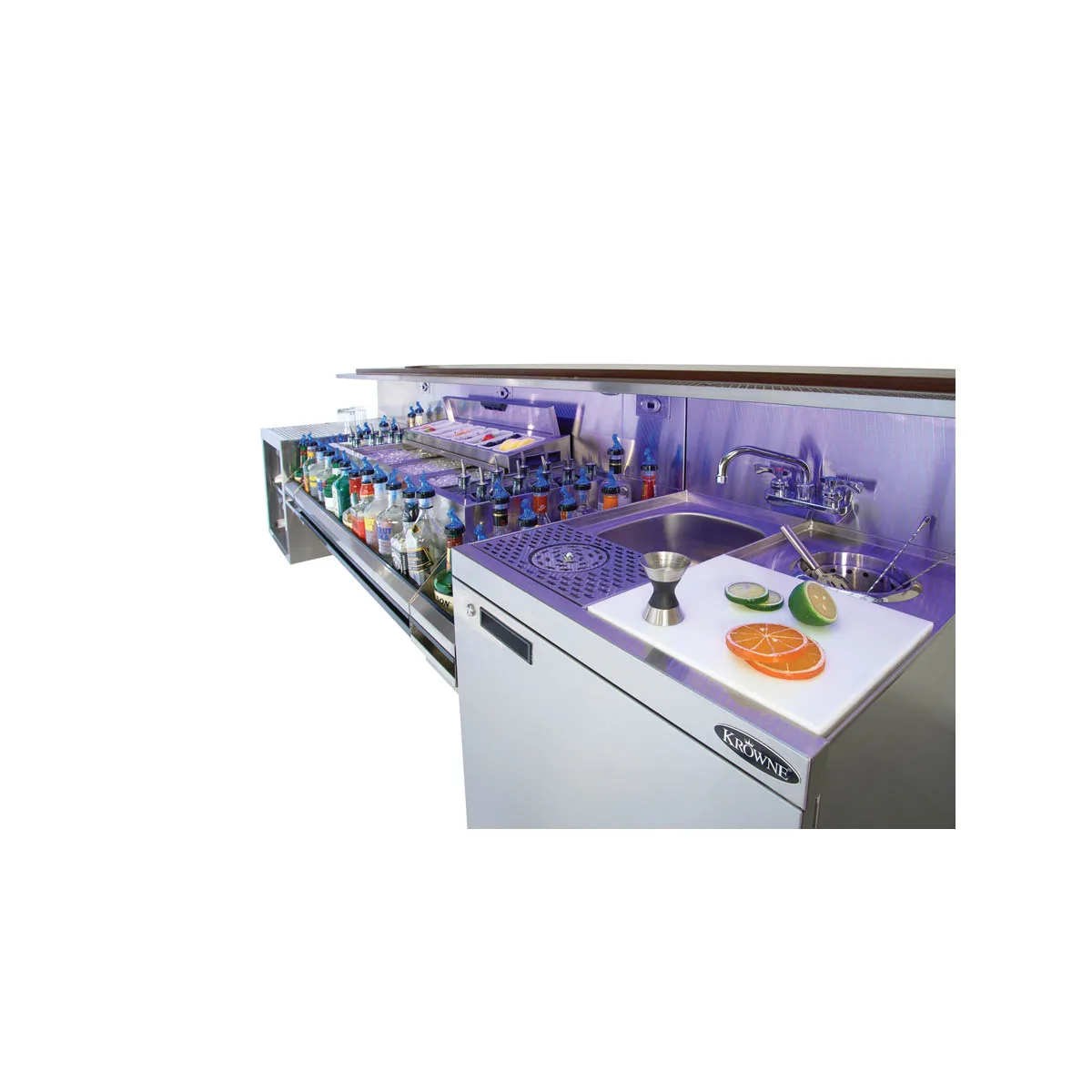 Krowne KR24-MX70-10 70" Blender Station Underbar Ice Bin/Cocktail Station w/ 10 Circuit - 92 lbs