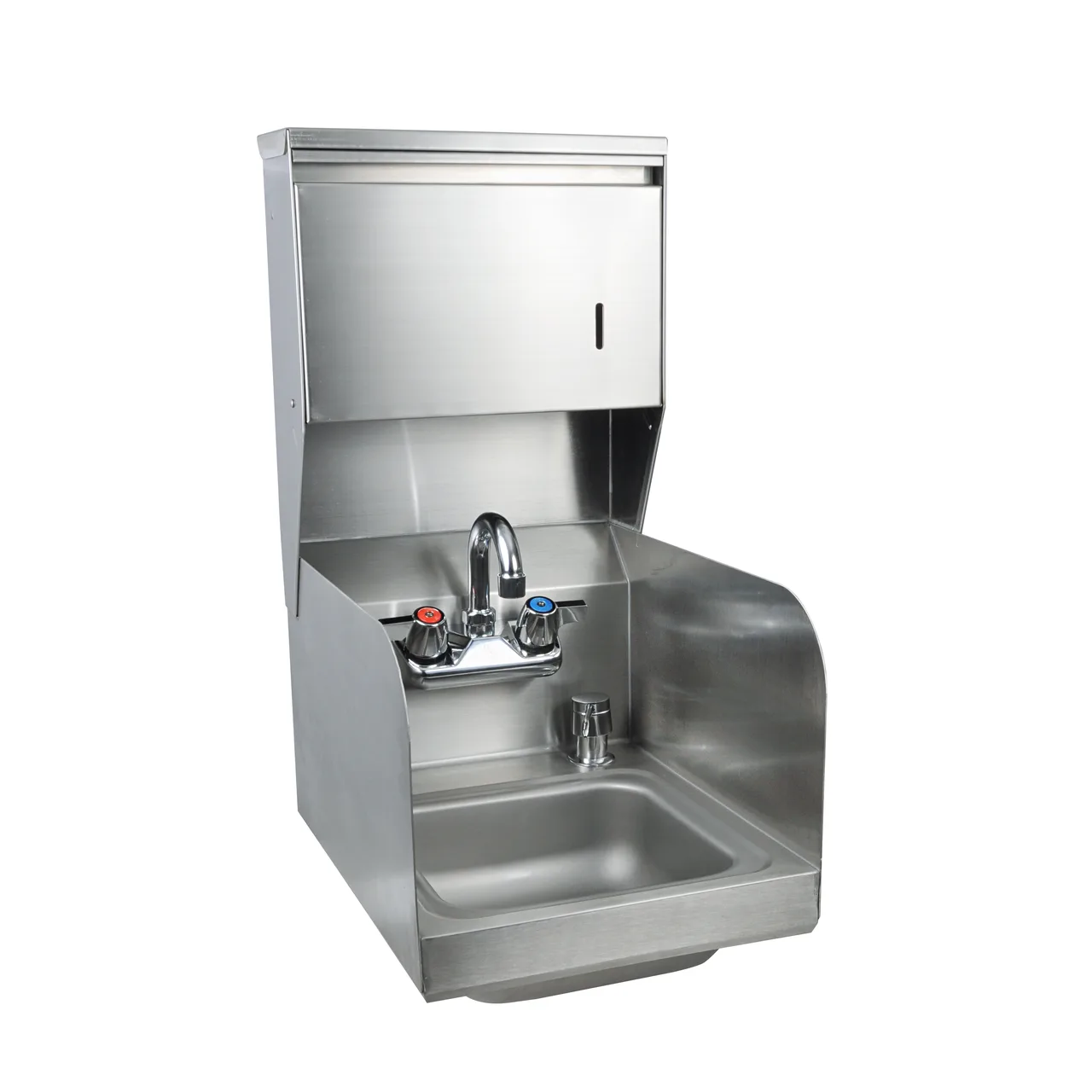 BK Resources BKHS-W-SS-SS-TD-P-G 9" Wall Mounted Hand Sink with Faucet, Soap & Towel Dispenser