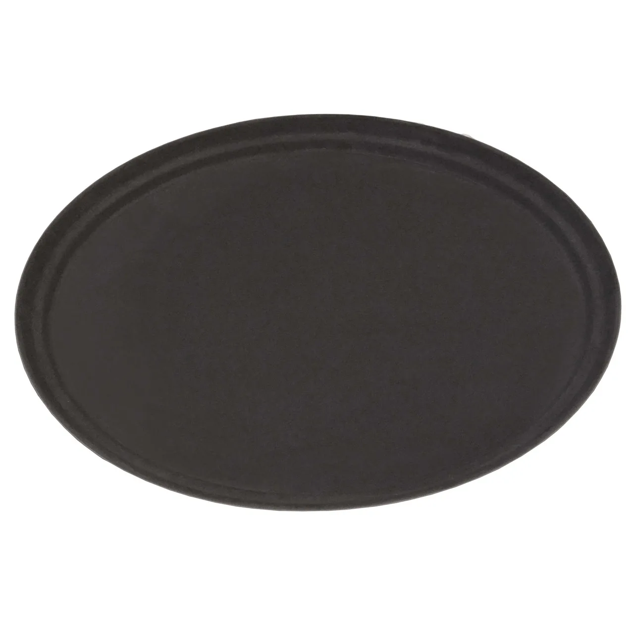 Omcan USA 80107 Oval Non‑Slip Serving Tray, 26" Diameter, Black ABS Plastic, NSF