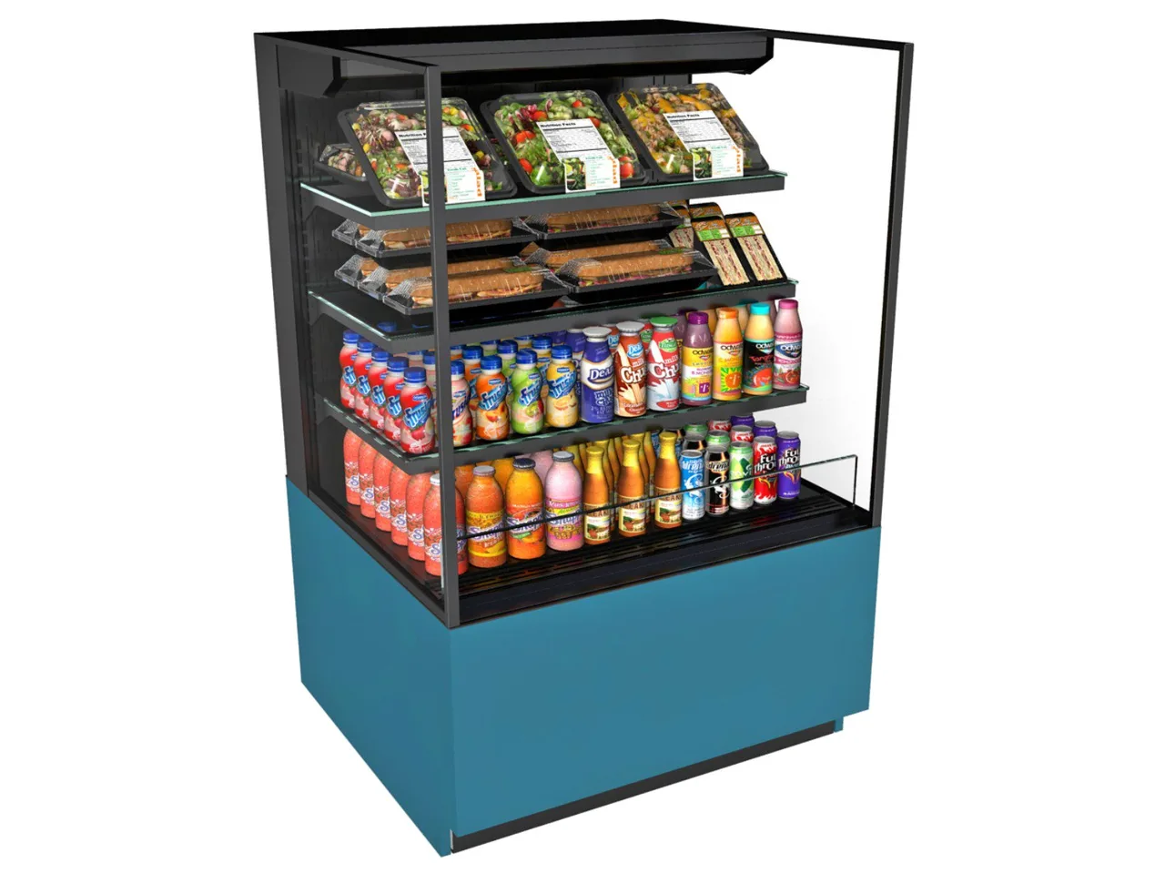 Structural Concepts NR7255RSSV 71" Vertical Self-Serve Open Air Merhandiser in Black, Self Contained, 3 Shelves