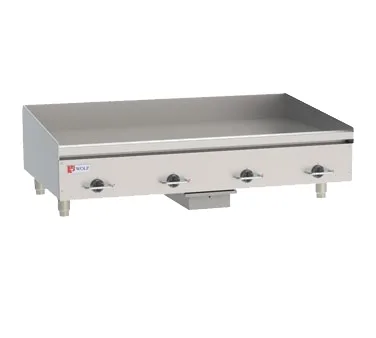 Wolf WEG48E 48" Countertop Electric Griddle with 48" x 24" Surface, 1/2" Steel Plate, Thermostatic Controls