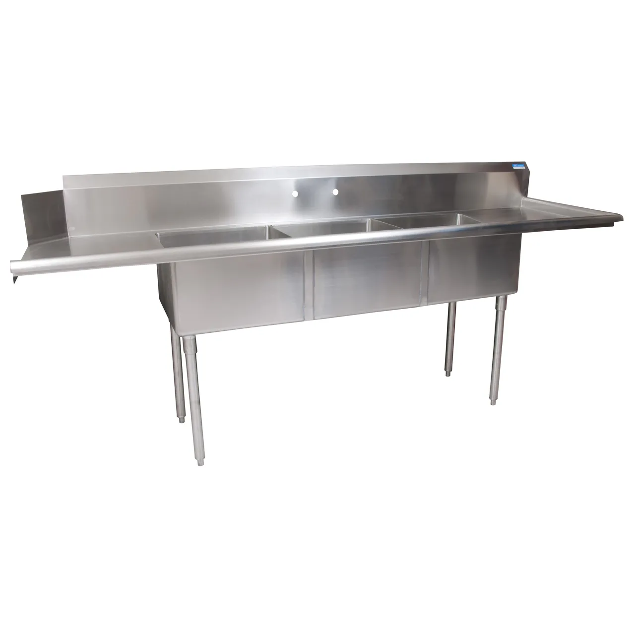 BK Resources BKSDT-3-20-12-20RS 100" Dishtable with Potsinks, Right Drainboard, 3 Bowls, Soiled