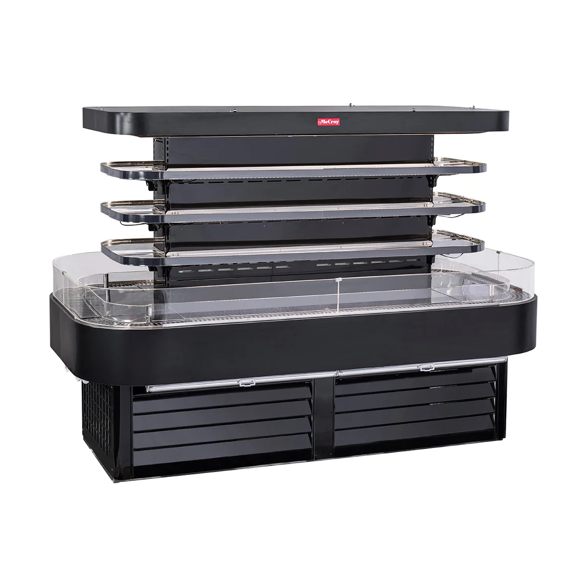 Howard-McCray SC-OD42I-7-B-LED 84'' Island Open Air Merchandiser in Black, Self-Contained