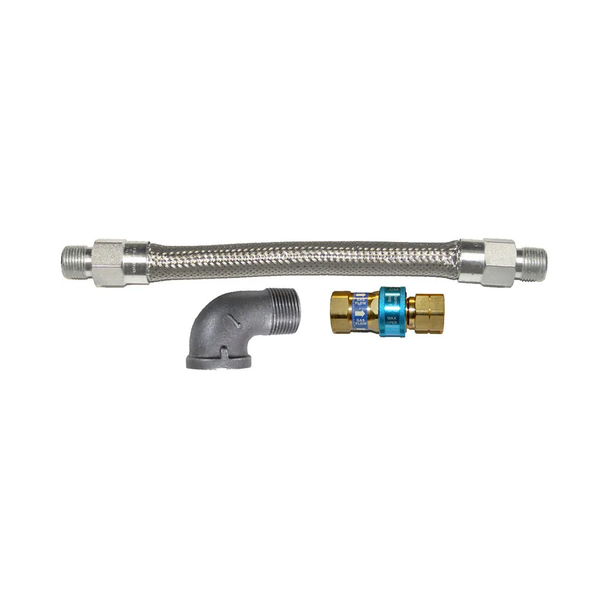 Dormont 16100BQ60 60" Stainless Steel Moveable Foodservice Gas Connector w/ SnapFast, 1" Diameter