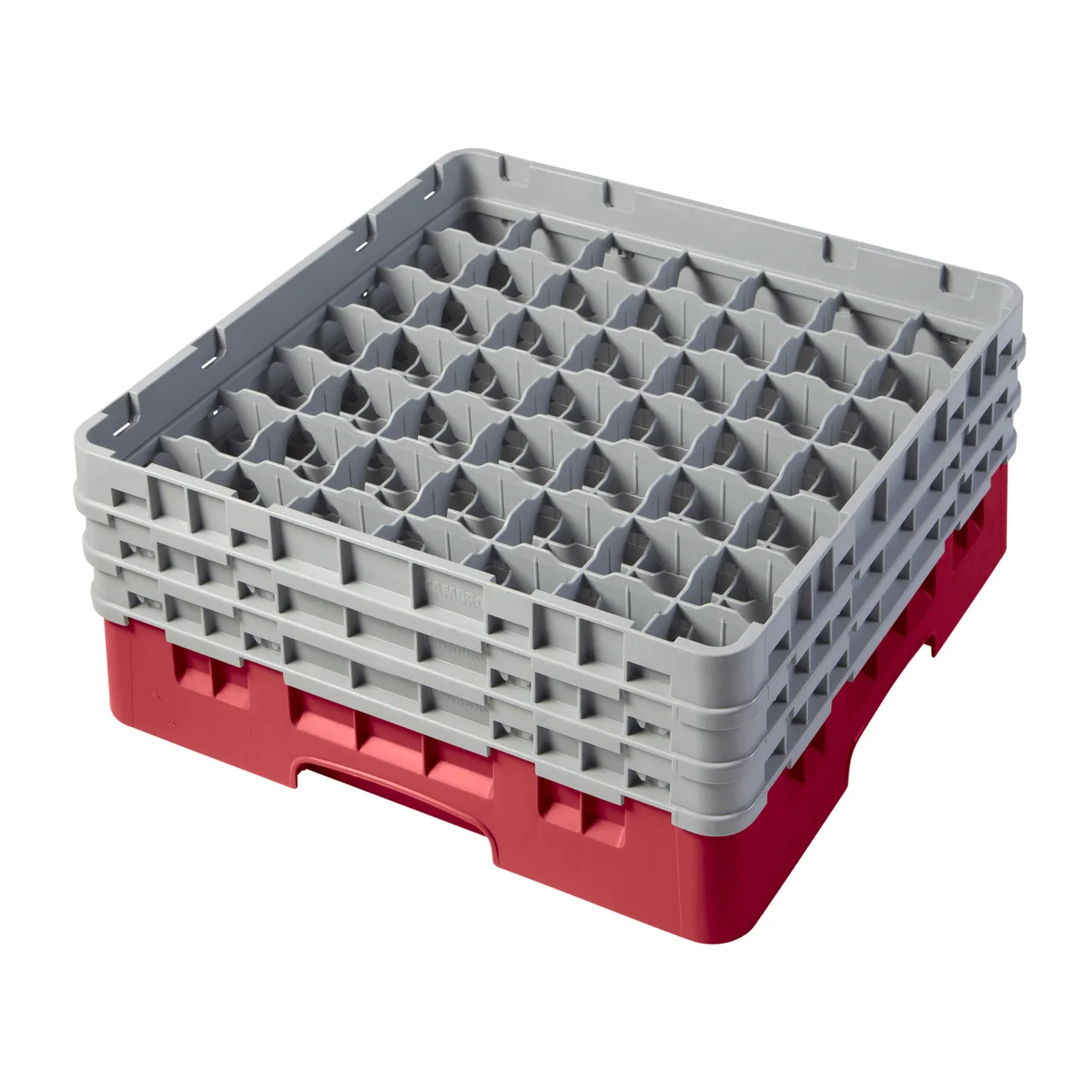 Cambro 49S638163 Camrack Glass Rack, Full Size, Red, 19-3/4 x 19-3/4 x 8-7/8, 49 Compartments, 2-7/16 Max Dia, HACCP Compliant, NSF Certified