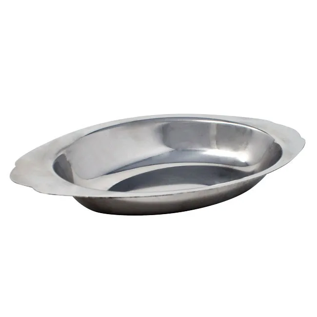 Omcan USA 80799 - 20 oz Stainless Steel Au Gratin Oval Dish, 4.5" Diameter, Heavy Duty, Dishwasher Safe