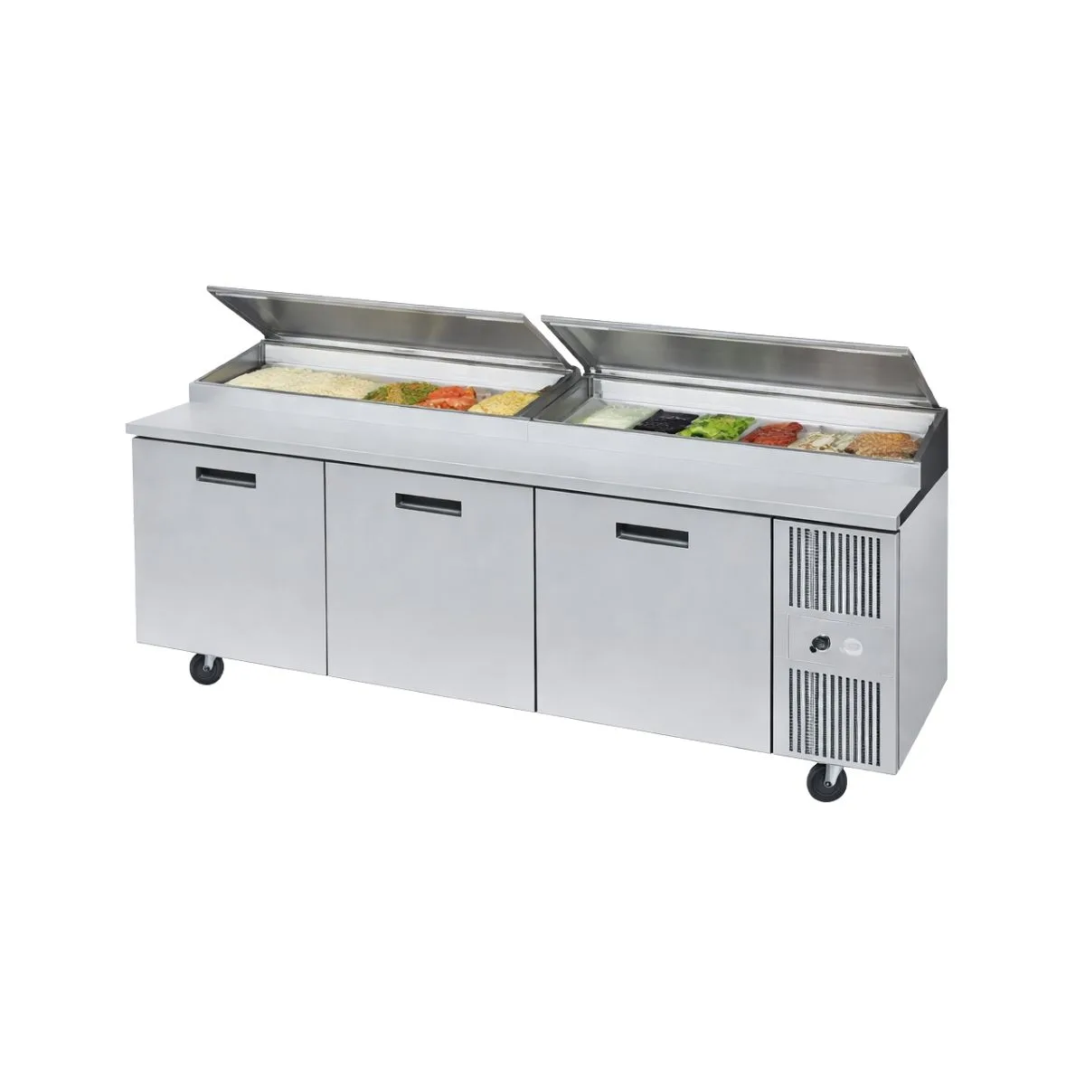 Randell 8383N-290 83" 3-Section Refrigerated Pizza Prep Table w/ 3 Doors, 23.55 cu. ft.