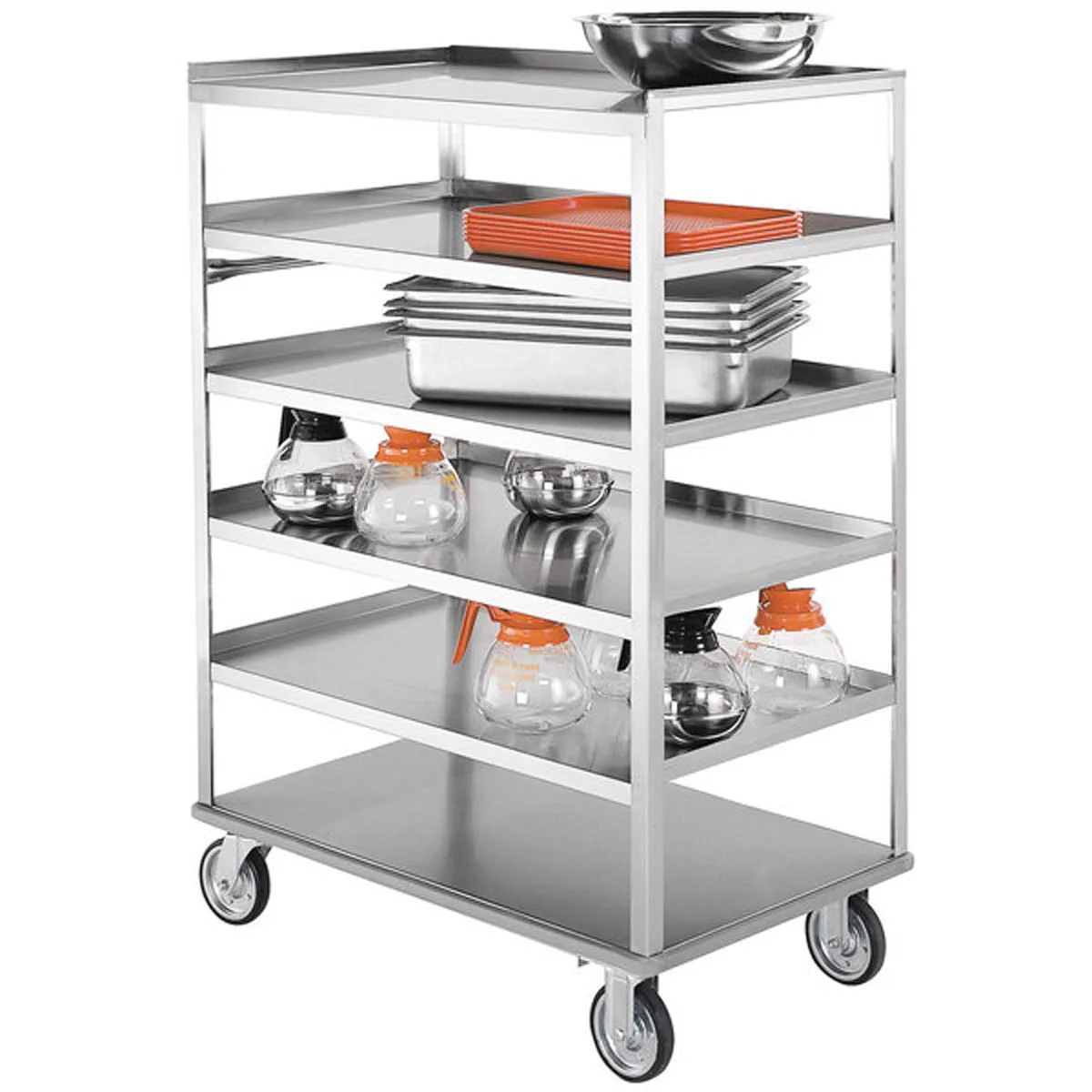 Lakeside 451 Stainless Steel 8-Shelf Open Tray Truck w/ 5-3/8" Clearance