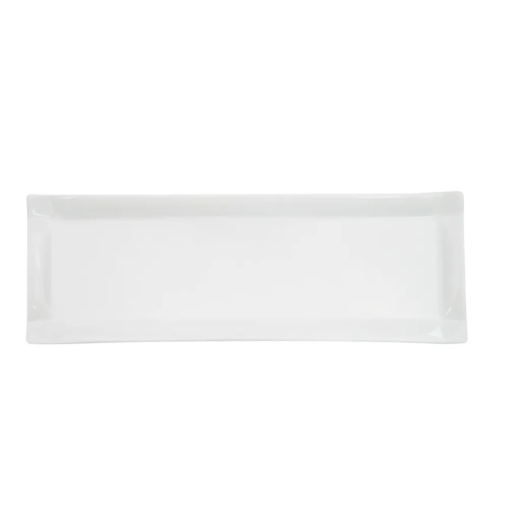 CAC China TMS-61 Platter, 16" L x 5-1/2" W x 1-1/4" H, Porcelain, White, Dishwasher Safe - Dozen