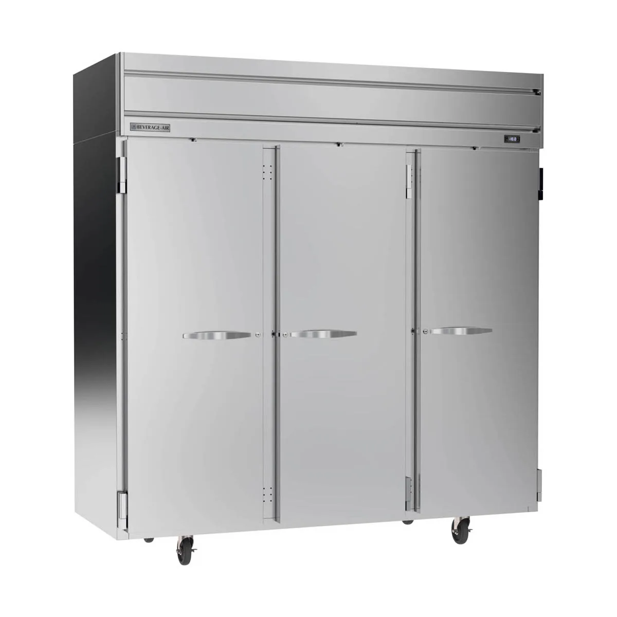 Beverage Air HFP3HC-1S 78" 3-Solid Door Reach-In Freezer, Top Mounted, 69.1 cu. ft., Stainless Steel Front