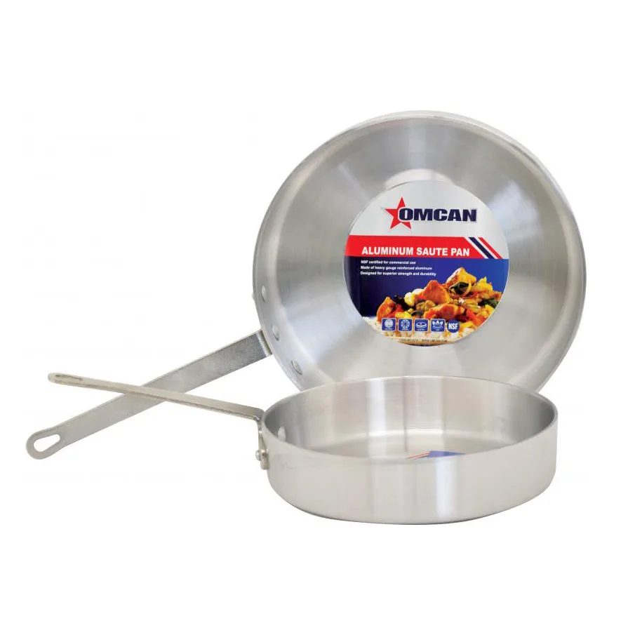 Omcan USA 43443 Saute Pan, 5-Qt 11.8" Diameter x 2.6" Deep Aluminum, Riveted Handle, NSF