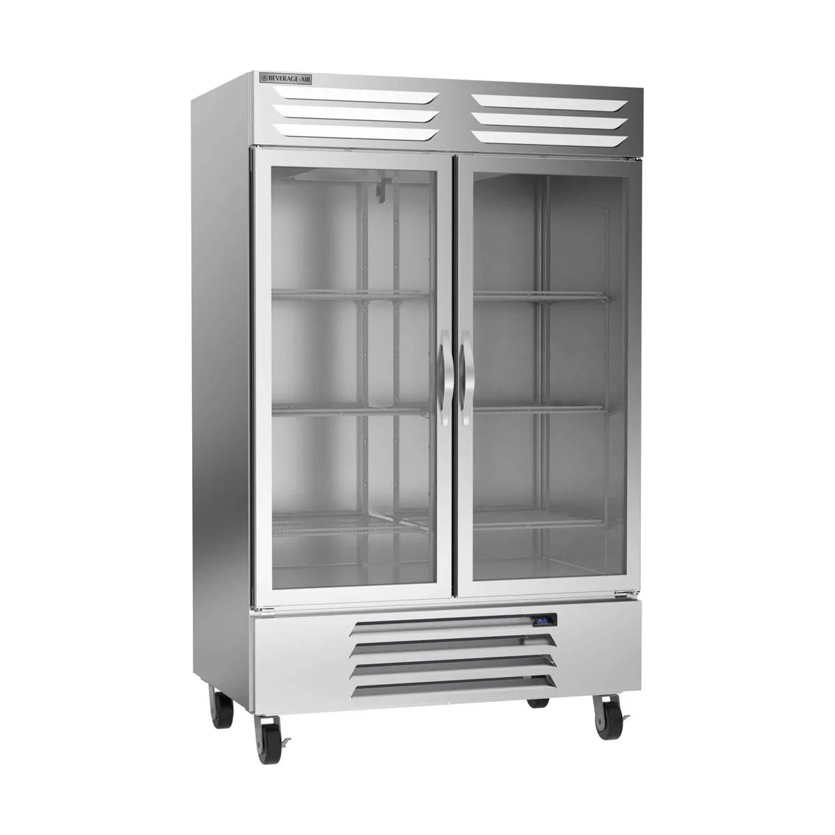 Beverage Air RB49HC-1G 52" Two-Section Reach-In Refrigerator w/ 2 Glass Doors, Bottom Mounted, Aluminum Interior, 46 cu. ft.