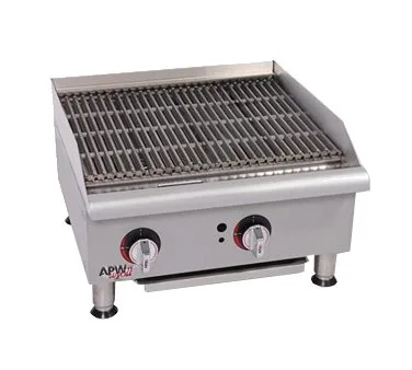 APW Wyott GCRB-36S 36" Countertop Gas Lava Rock Charbroiler w/ (3) Burners, 90.000 BTU