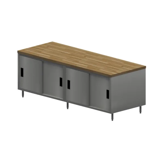 BK Resources CMT-3696S Chef Table, Cabinet Base with Sliding Doors