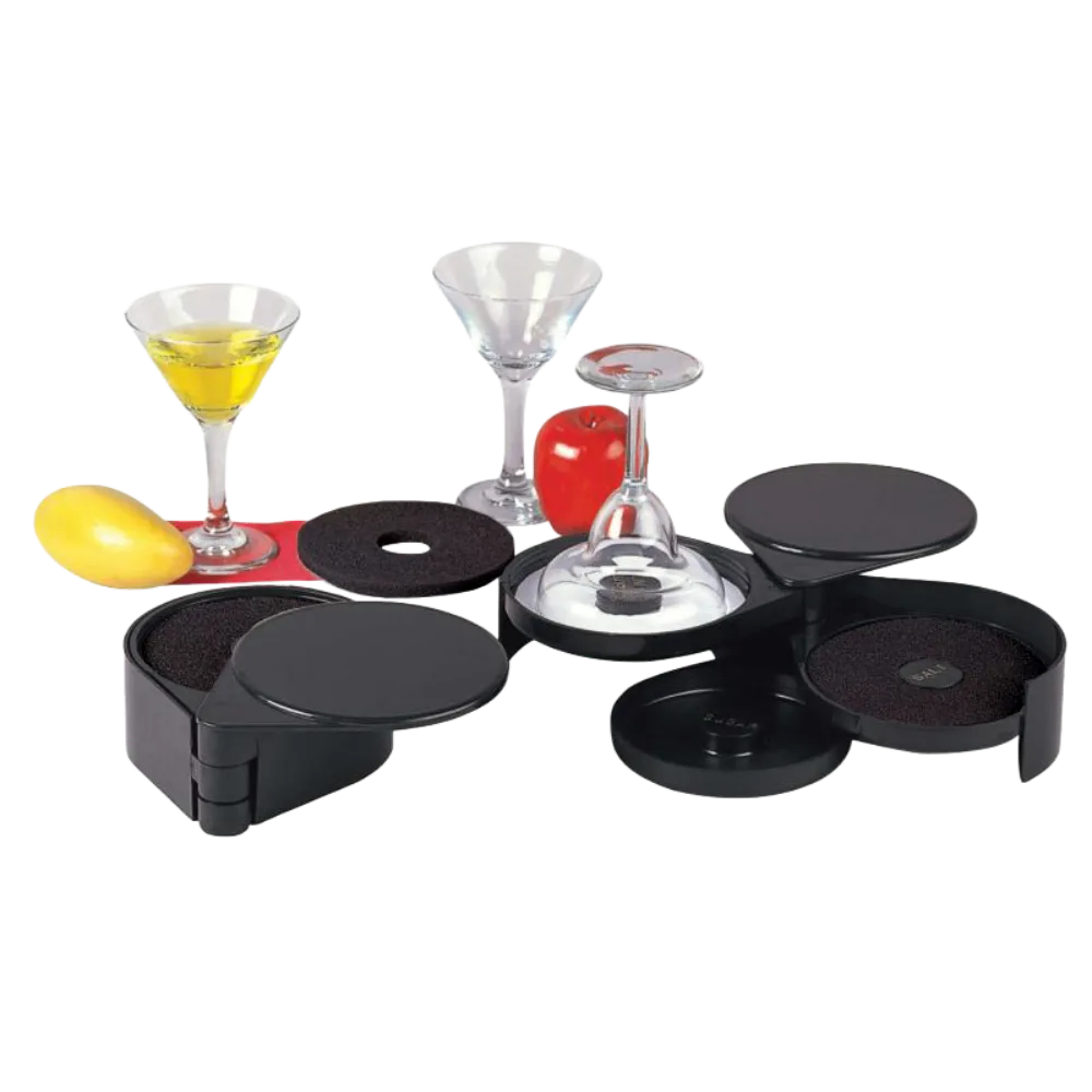 Omcan USA 80588 3‑Tier Margarita Glass Rimmer Black ABS Salt Sugar Lime Compartments Washable Sponge