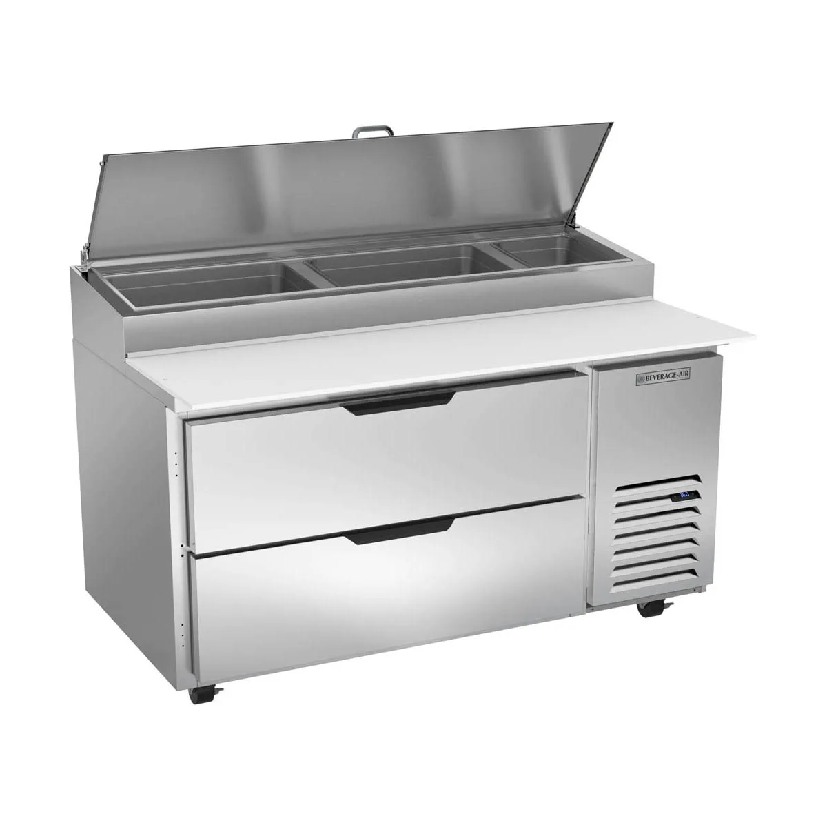 Beverage Air DPD60HC-2 60" 1-Section Refrigerated Pizza Prep Table w/ 2 Drawers, 12 cu. ft.
