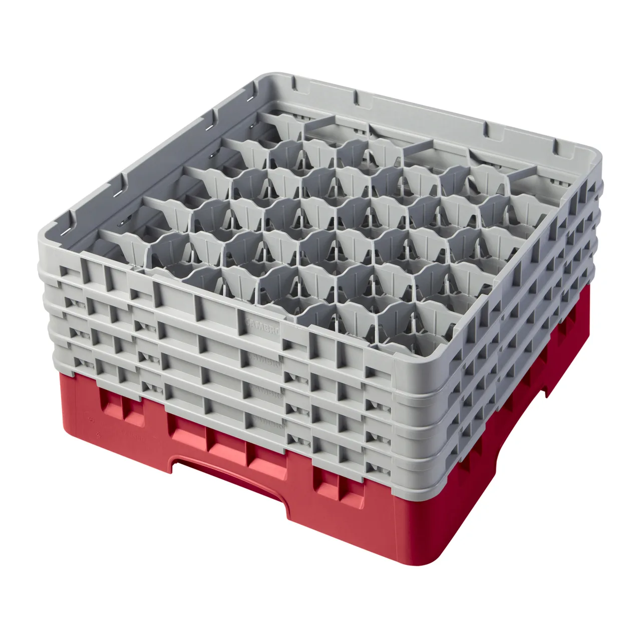 Cambro 30S800163 Camrack Glass Rack, Red, Full Size, 19-3/4 x 19-3/4, 30 Compartments