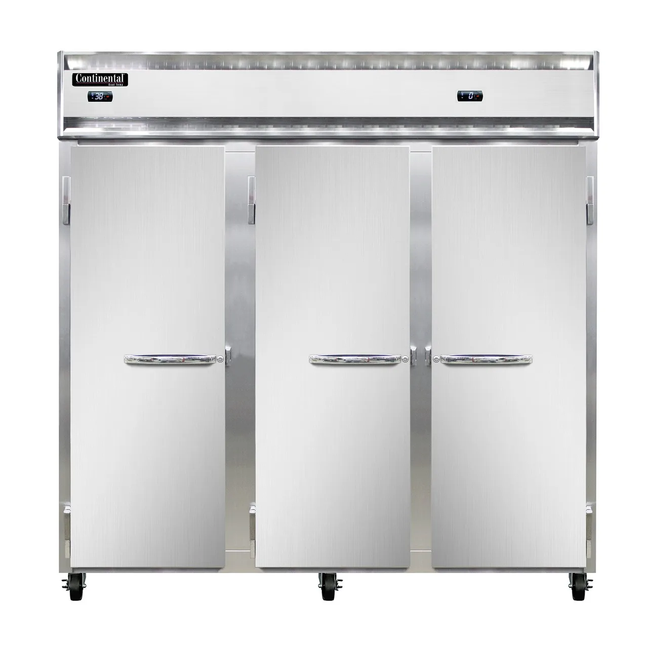 Continental Refrigerator 3RFFNSA 78" 3-Section Reach-In Refrigerator Freezer Combo w/ 3 Solid Doors