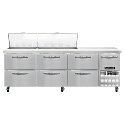 Continental Refrigerator RA93N27M-D 93" Mega Top Sandwich Prep Table w/ 6 Drawers & 1 Door, 27 pans