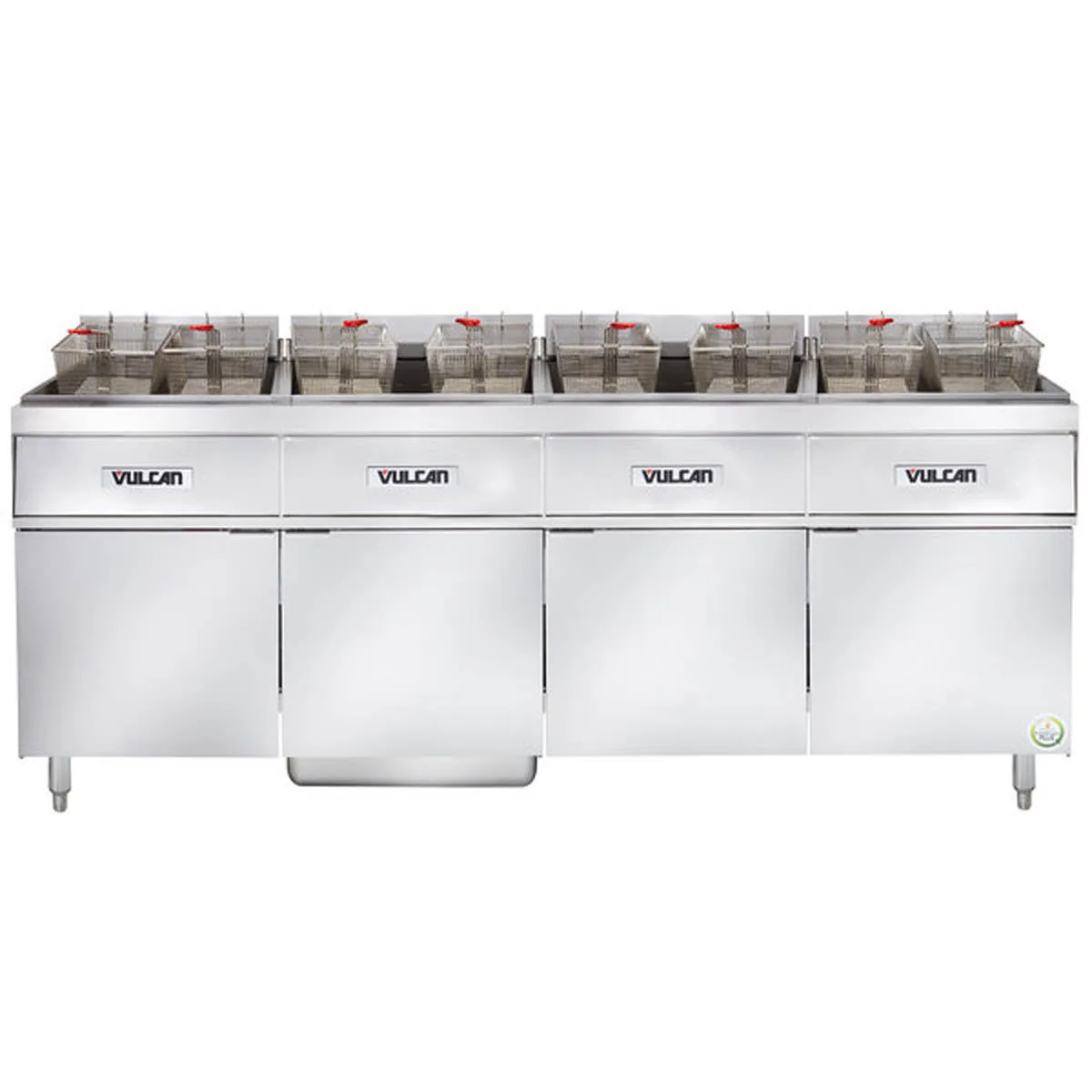 Vulcan 4ER50AF Electric Floor Fryer with Built-In Filter, (4) 50 lb. Fryers