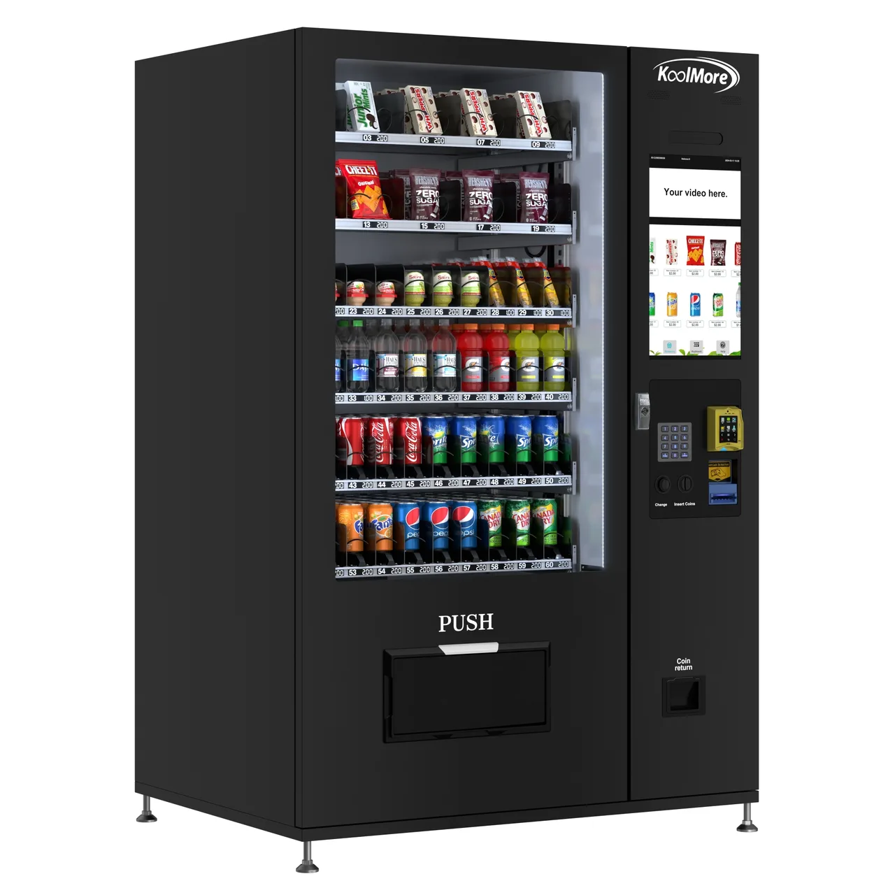 Koolmore KM-VMRT-50-BCR Refrigerated Snack and Drink Vending Machine w/ 60 Slots, CC Reader and Coin/Bill Acceptor