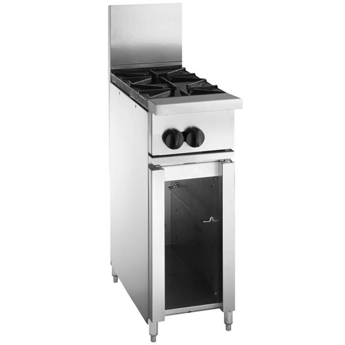 Vulcan 12-2B 12" Gas Restaurant Range w/ (2) Open Burners, (1) Open Cabinet Base, 60.000 BTU