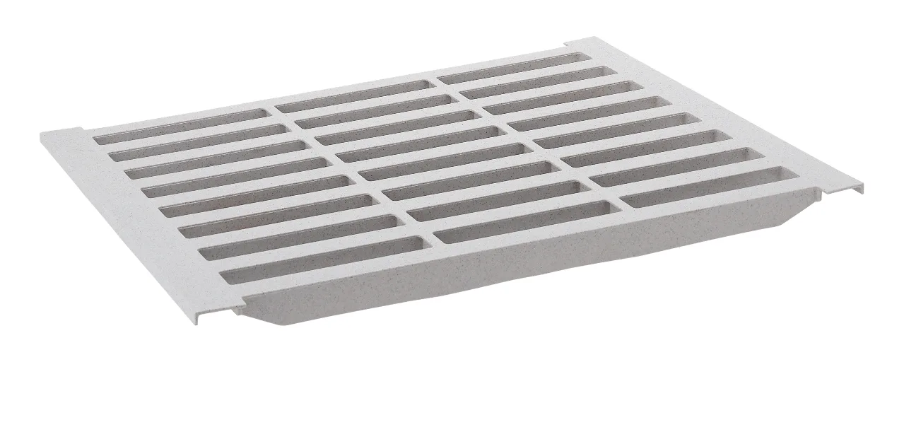 Cambro CS186V480 Camshelving Shelf Plate, 18''W x 6''D, Vented, Polypropylene, Speckled Gray, Camguard Antimicrobial, NSF Listed
