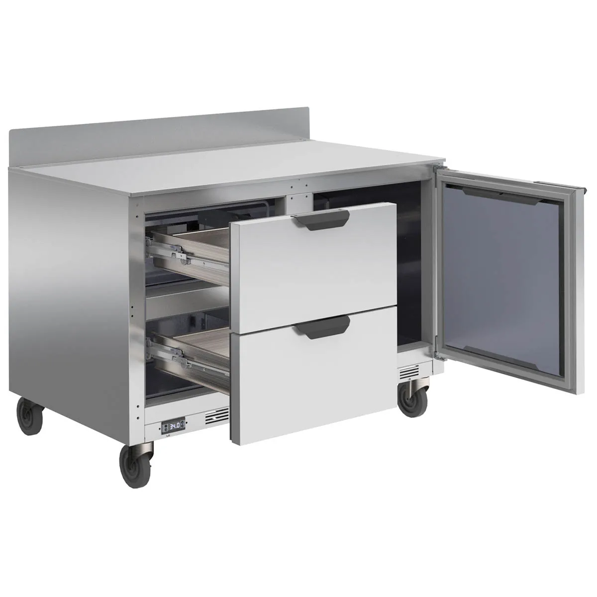 Beverage Air WTFD48AHC-2-FIP 48" 2-Section Worktop Freezer w/ 2 Drawers & 1 Door, 11.4 cu. ft.