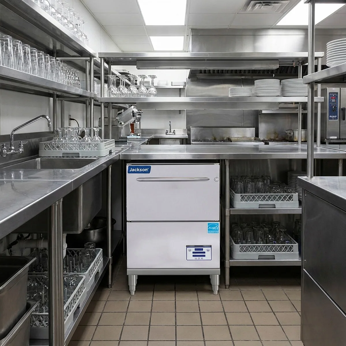 Jackson WWS DELTA HT-E-SEER-S 24" Door Type Undercounter Glasswasher,High Temp - 864 Glass/Hr (8" Legs)