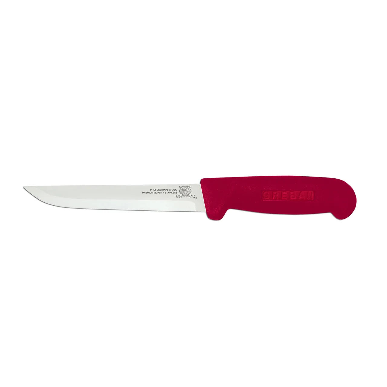 Omcan USA 11688 Boning Knife – 6" Straight Stainless Steel Blade, Red Polypropylene Handle, Stamped