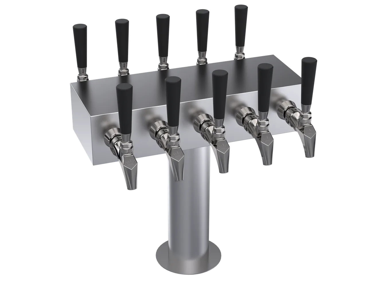 Krowne KDSTC-5S T-Head Tap Tower, 15" OA Glycol Cooled, Stainless Steel, 10-Tap Draft Beer Dispenser