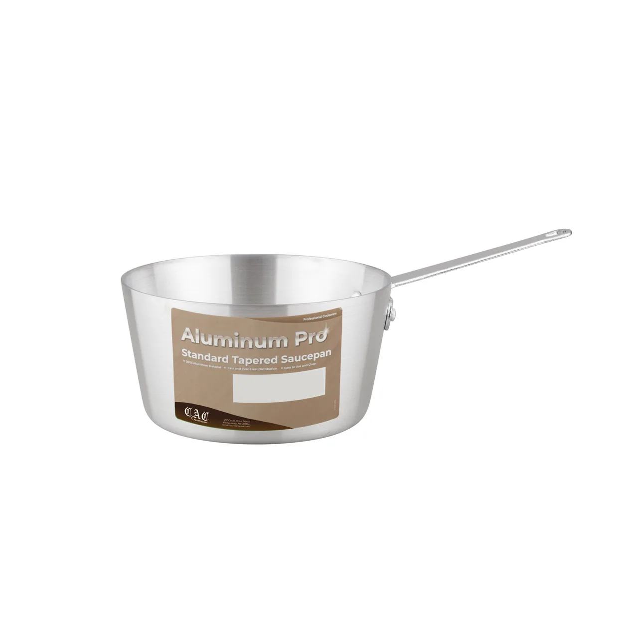 CAC China A9SA-3-7 Sauce Pan, 7 qt., 10-5/8" x 5-5/8", Tapered, Aluminum, Riveted Handles, 3mm Thick