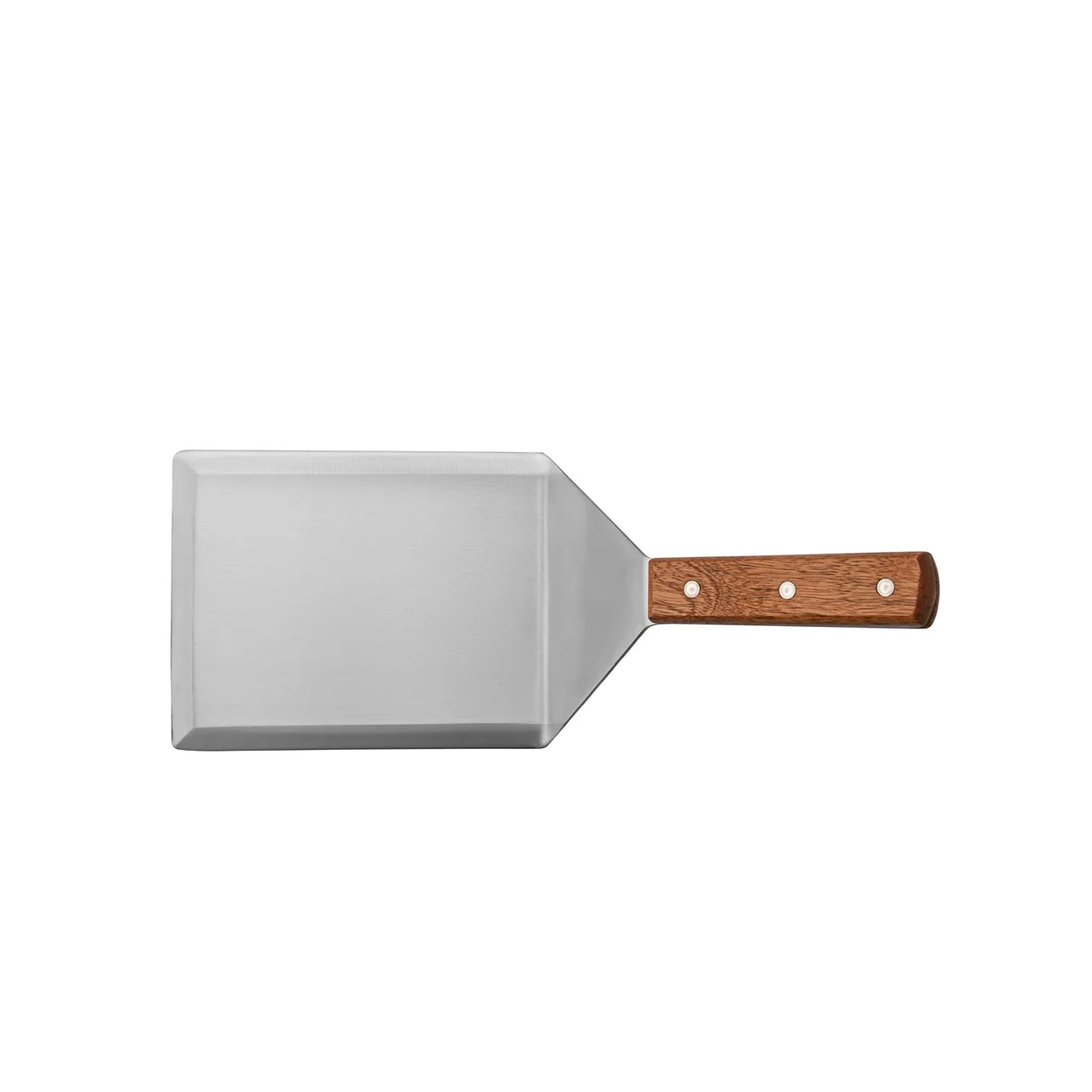 CAC China TNRW-BV65 Stainless Steel Turner, 6" Blade, Beveled Edge, Wooden Handle