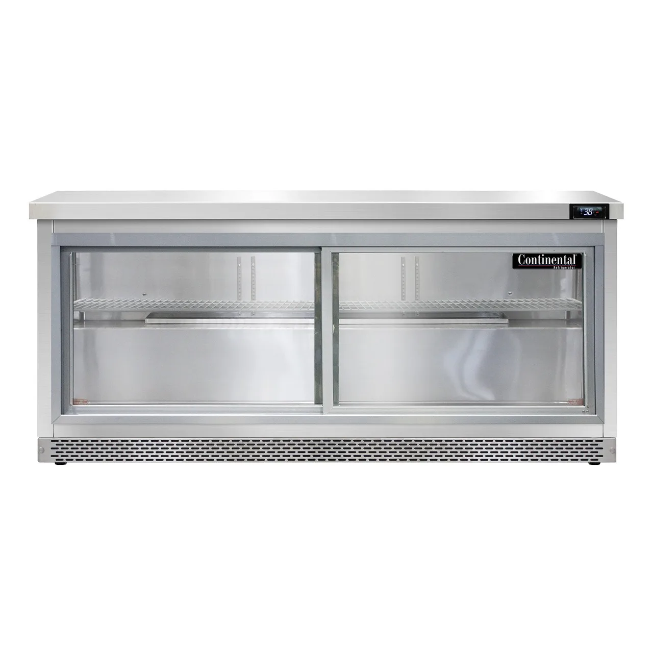 Continental Refrigerator SW72NSGD-FB 72" WorkTop Refrigerator w/ 3 Sliding Glass Doors, 20.6 cu. ft.