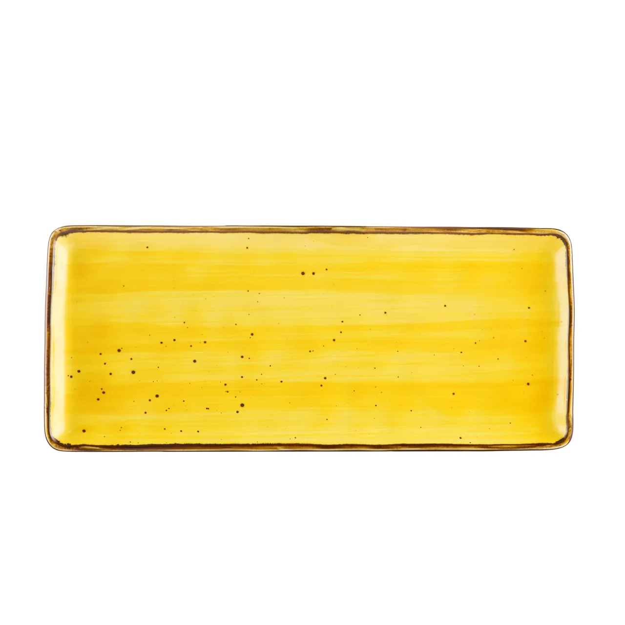 CAC China TUS-RT13-SFL Tucson Platter, 12" x 5-1/8" x 1/2" Porcelain Sunflower Glaze - Dozen