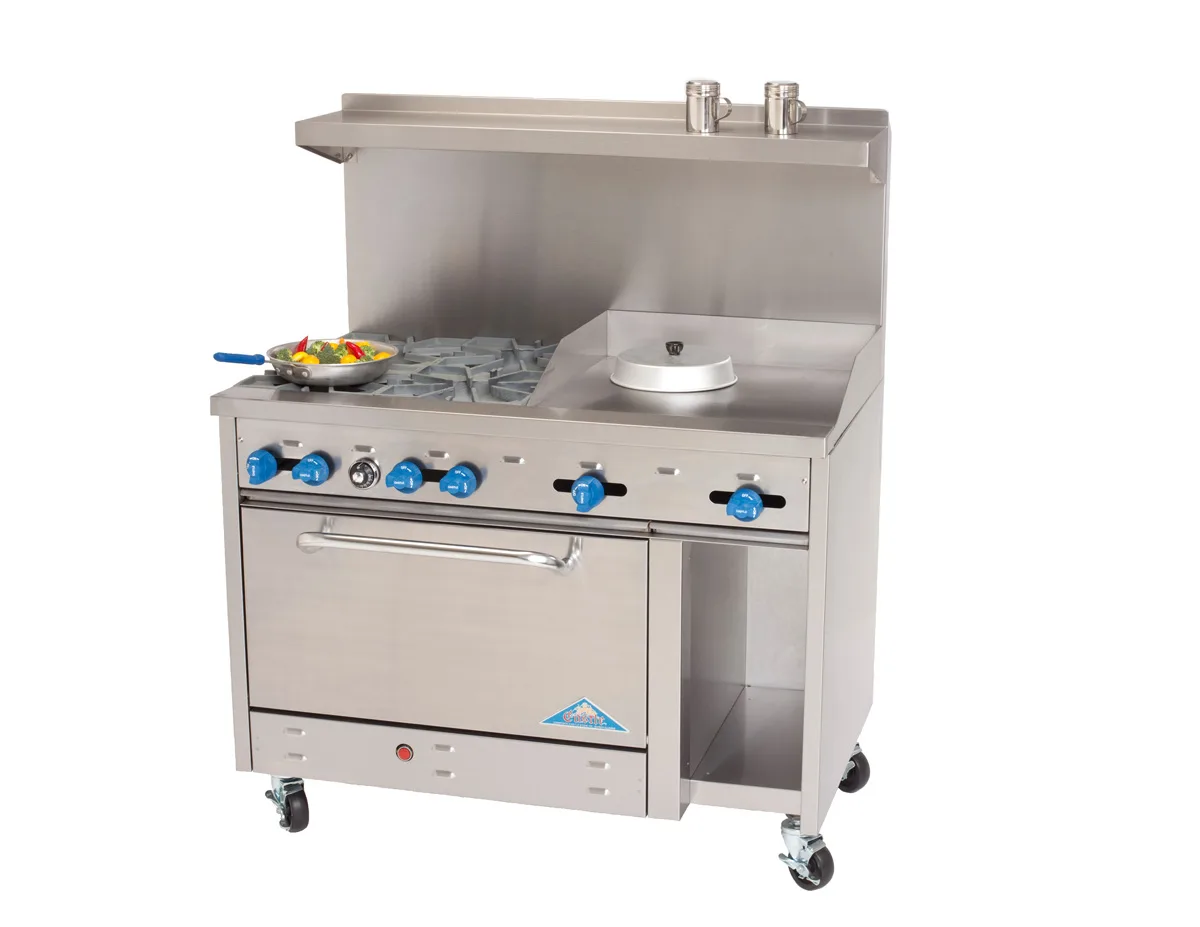 Comstock-Castle F3430-24 48" Gas Restaurant Range w/ (4) Open Burners, 24" Griddle, (1) Standard Oven, (1) Cabinet Base, 186.000 BTU