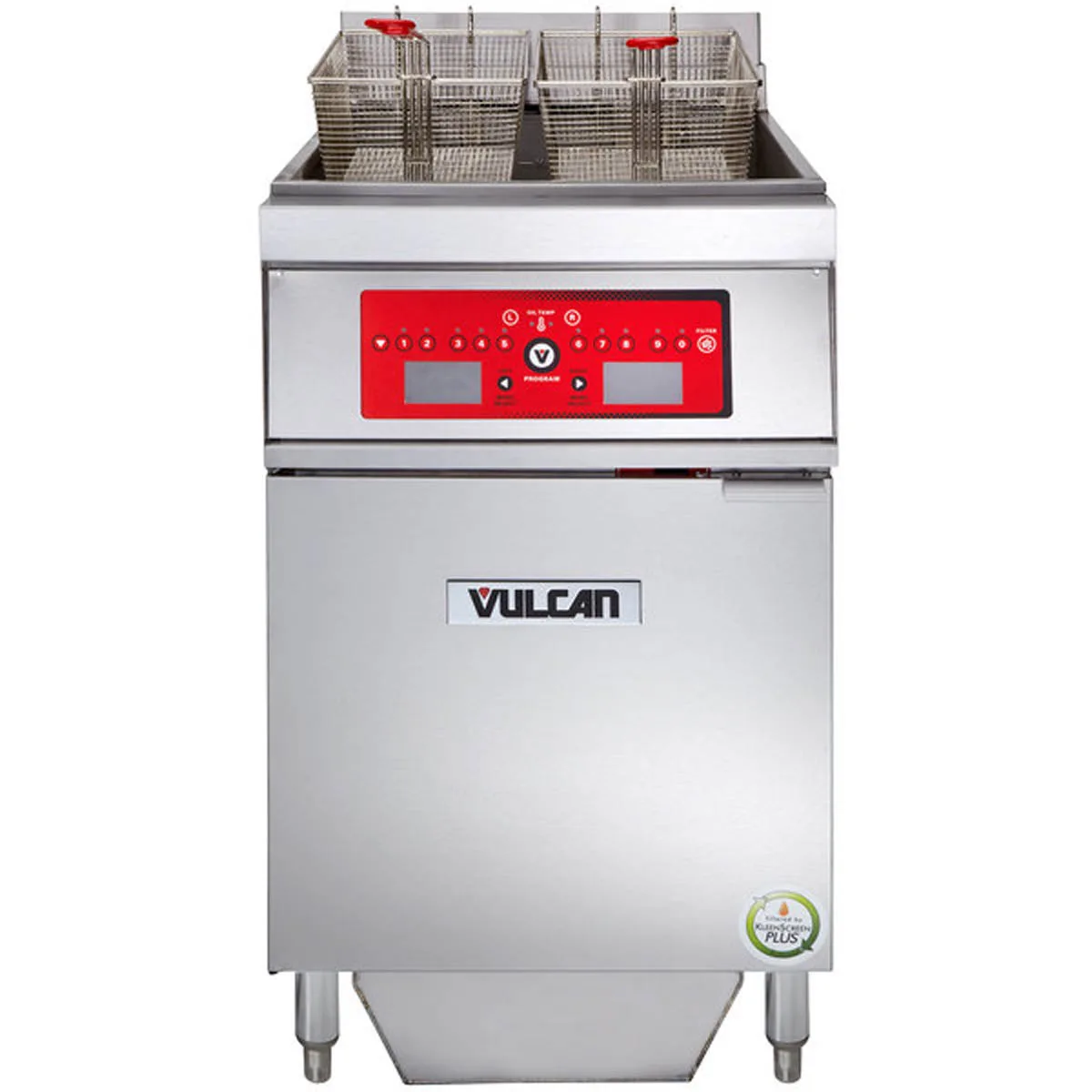 Vulcan 1ER85CF Full Pot Floor Model Electric Fryer w/ 85-lb., Computer Controls, Twin Baskets