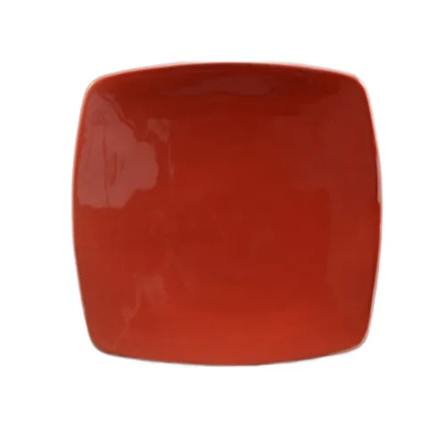 CAC China R-FS6-R Clinton Plate, 6-7/8" x 6-7/8" x 1/2", Square, Flat Edge, Red Ceramic, 1 Dozen
