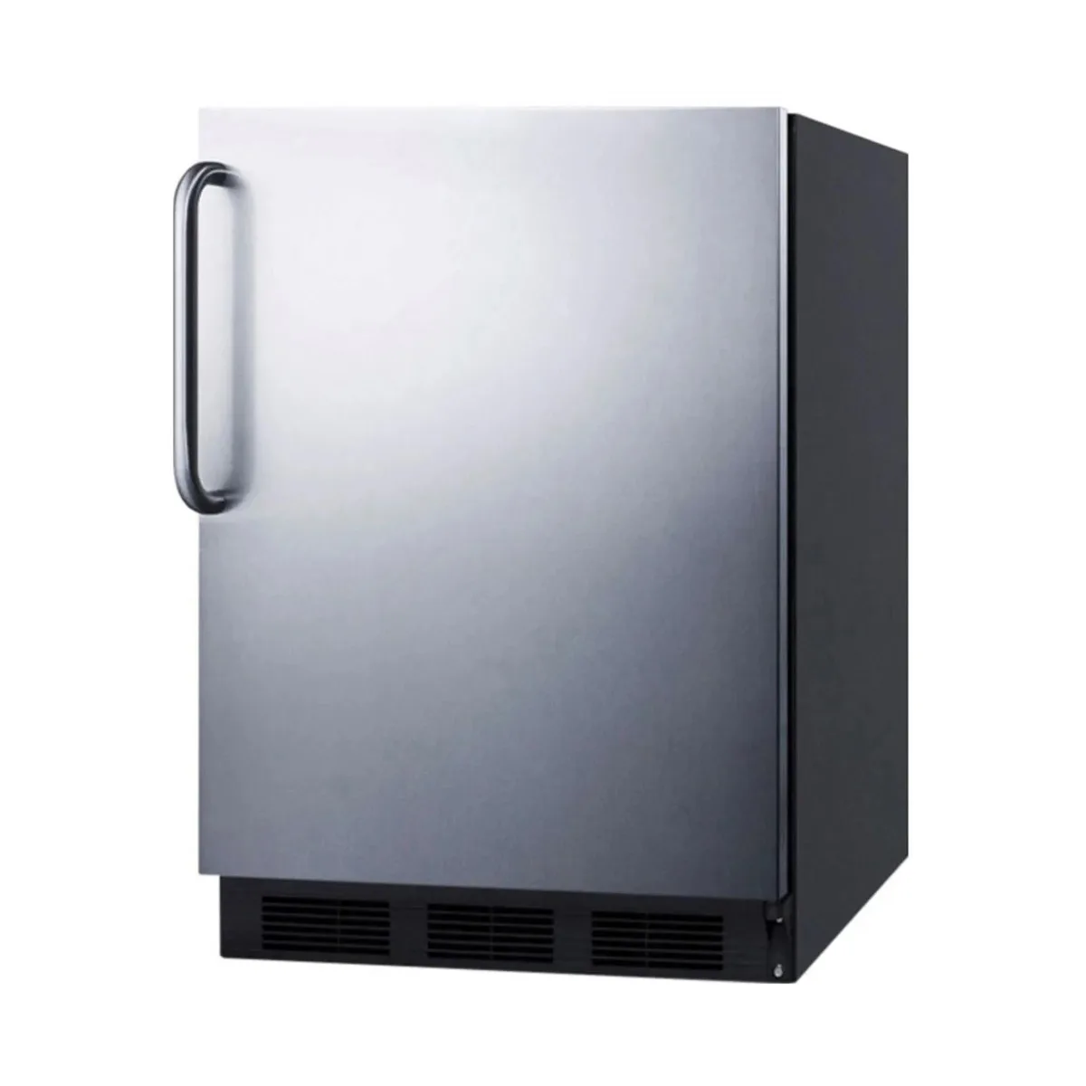 Summit FF7BKBISSTBADA 24" Built-in Undercounter Refrigerator in Black, Stainless Steel Door, Towel Bar Handle, ADA Compliant, 5.5 cu. ft.