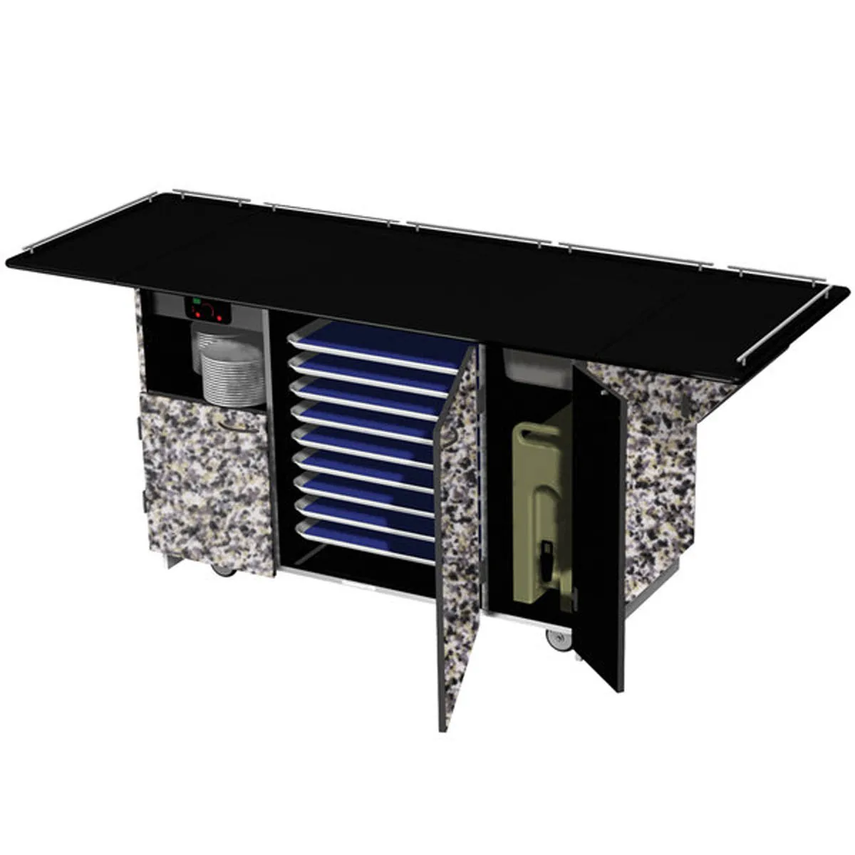 Lakeside 6855 99" Mobile Modular Breakout Dining Station, Enclosed Base w/ Storage, (3) Interior Compartments