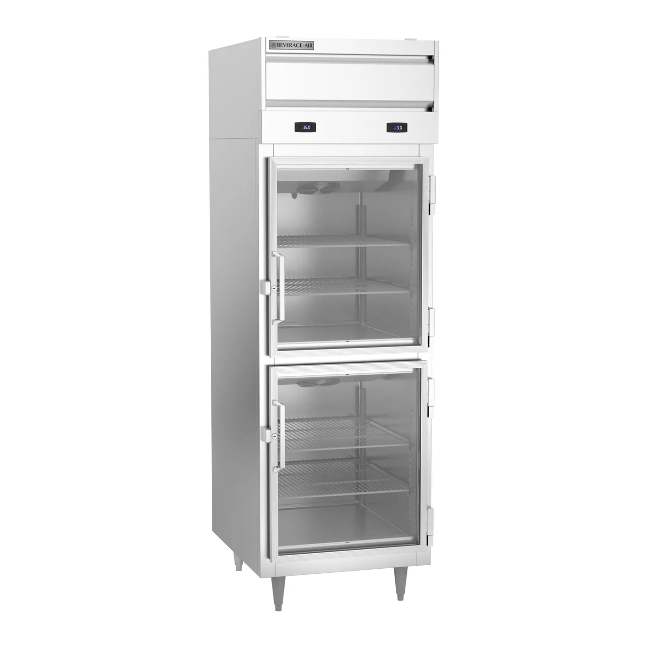 Beverage Air PRF12-12HC-1HG 26" 1-Section Reach-In Refrigerator Freezer Combo w/ 2 Half Glass Doors