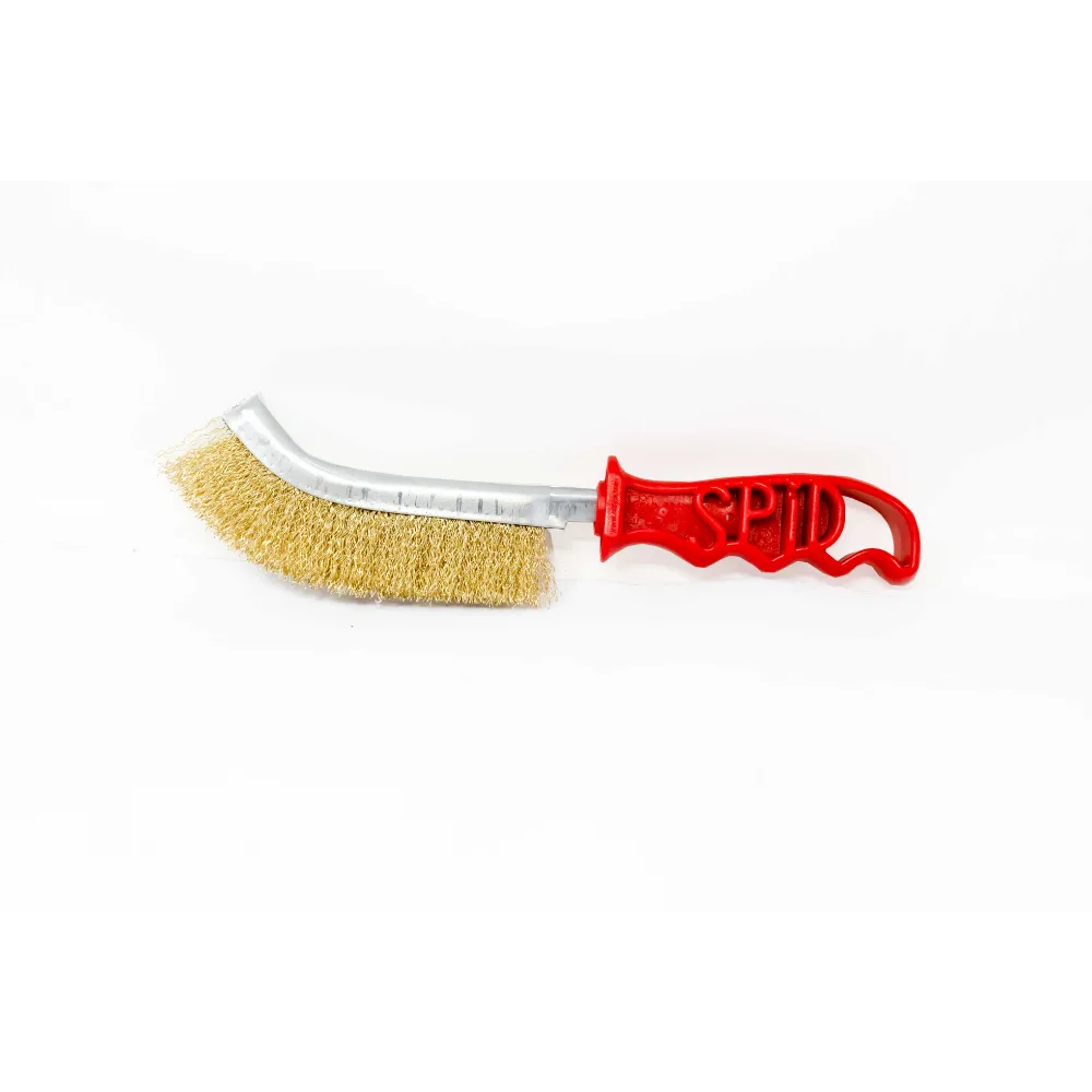 Omcan USA 16469 Wire Panini Grill Brush, Brass Bristles, Red Plastic Handle, Commercial Kitchen Tool