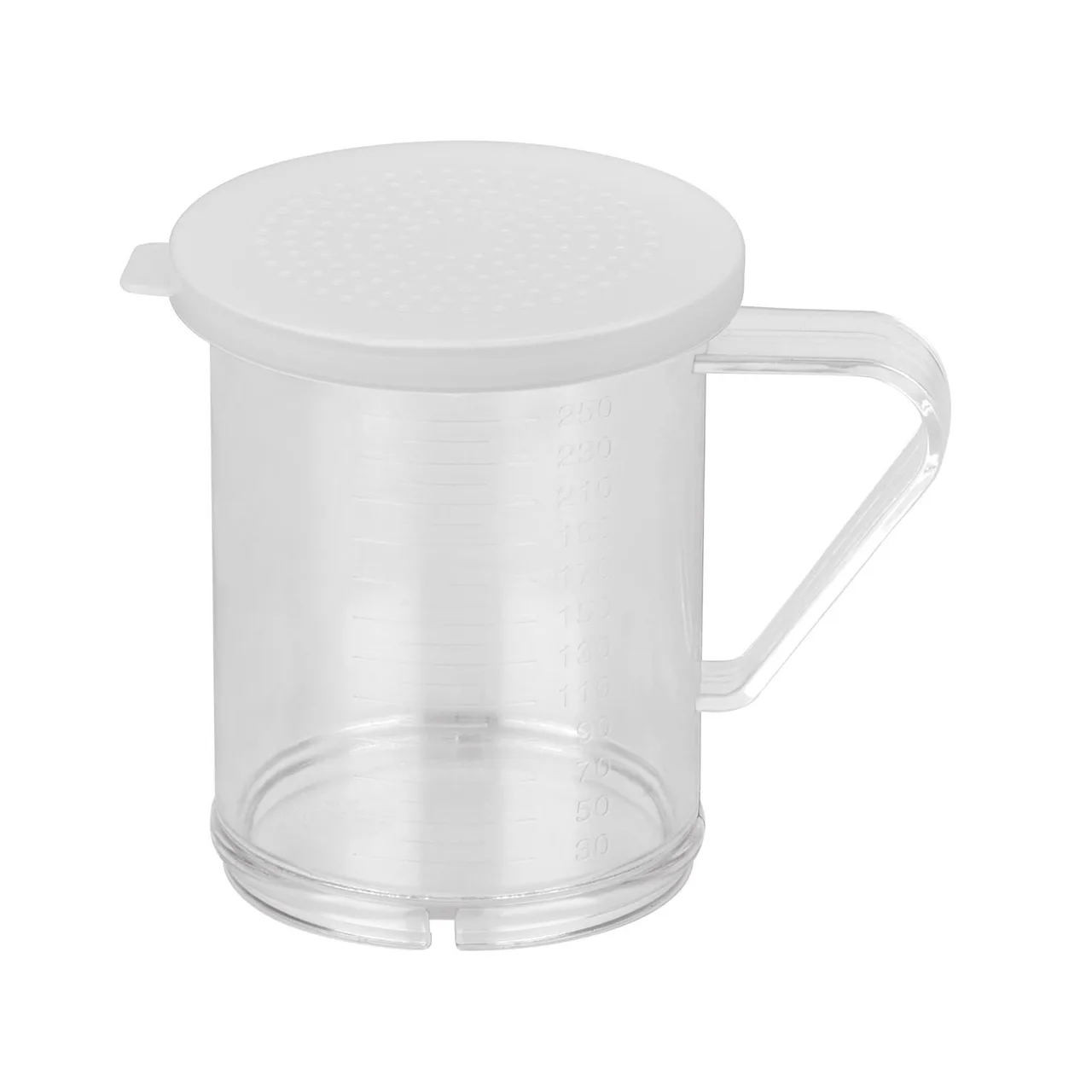 CAC China PDRG-10C-1 - 10‑Ounce Clear Lid Dredge, Aluminum with Handle, 1mm Thickness, Set