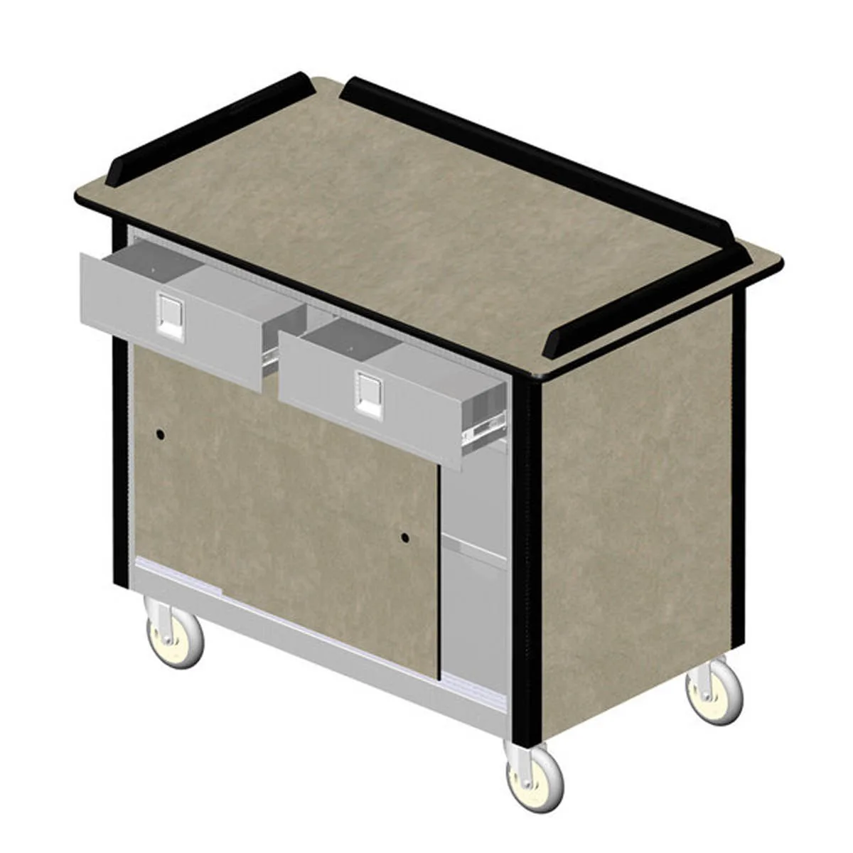 Lakeside 690-20 Food Cart w/ Stainless Steel Storage Compartment with Additional Shelf and Sliding Doors