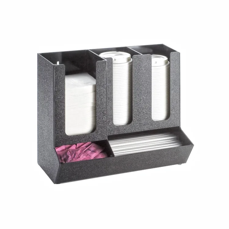 Cal-Mil 1013 Cup & Lid Organizer, 13.5"W x 7.25"D x 11.5"H, Black Plastic, 5‑Section, Counter/Wall