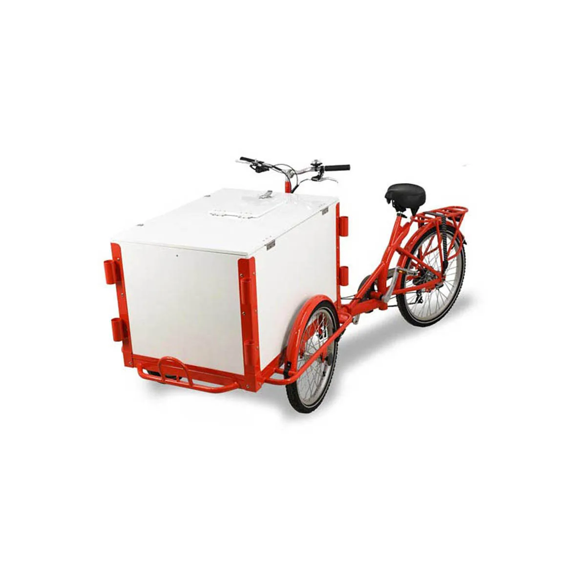 Omcan USA 46660 White Front Load Ice-Cream / Cargo Bike w/ Non-Insulated White Wooden Box