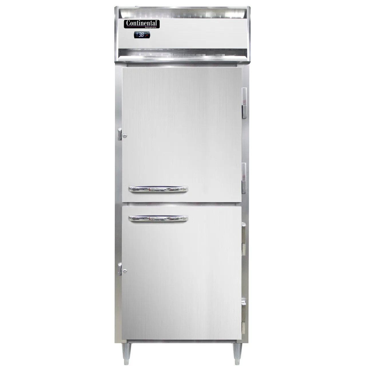 Continental Refrigerator D1RENSAHD 28" 1-Section Reach-In Refrigerator w/ 2 Solid Half Doors, Stainless Steel Exterior, 22 cu. ft.