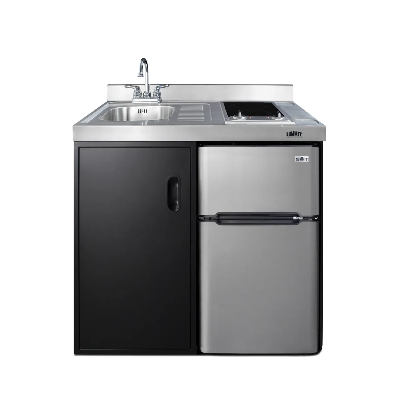 Summit C39ELGLASSBK All-In-One Combo Kitchen, 39"W X 24-5/8"D X 40"H