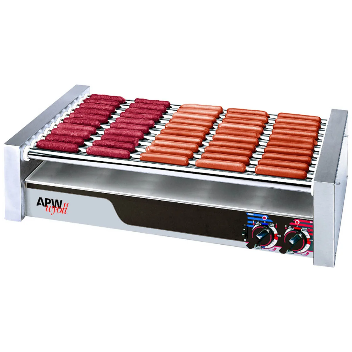 APW Wyott HR-50 X*Pert™ Hotrod® Hot Dog Grill, (11) Chrome Surface Rollers