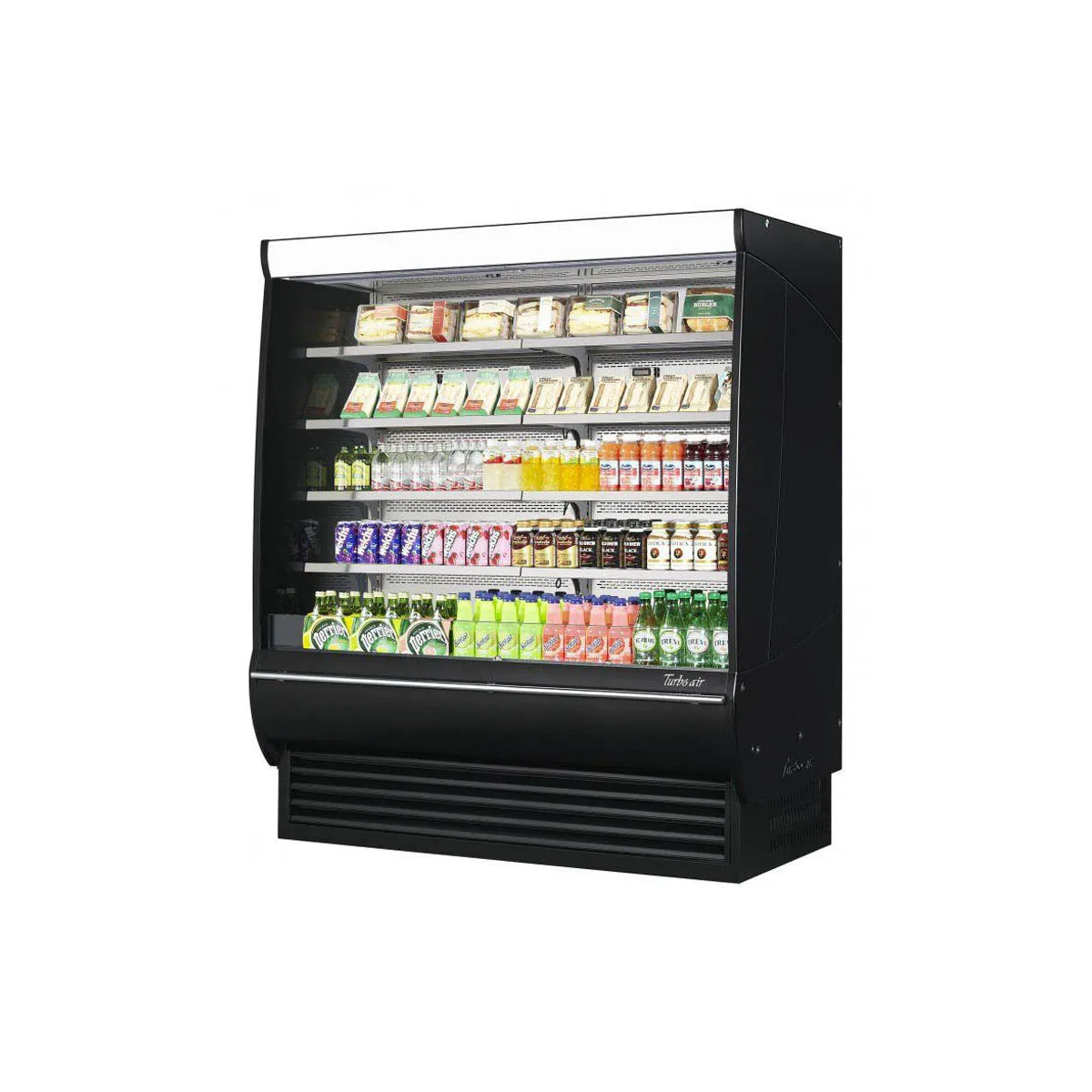 Turbo Air TOM-72DXB-SP(-A)-N 68" Vertical Open Air Merchandiser in Black, Self-Contained, 4 Shelves
